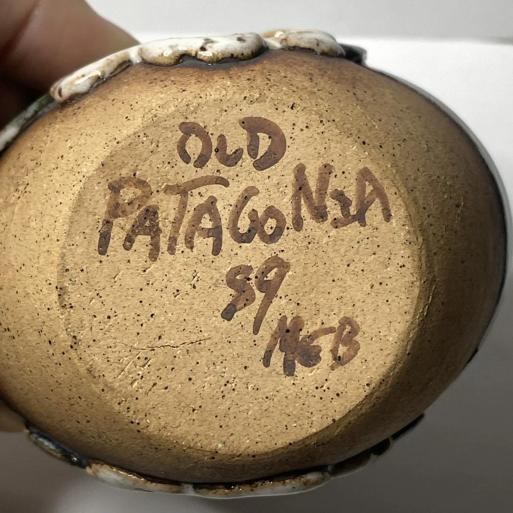 Vtg Old Patagonia Pottery Small Floral Basket Blue Brown 89‎ RARE